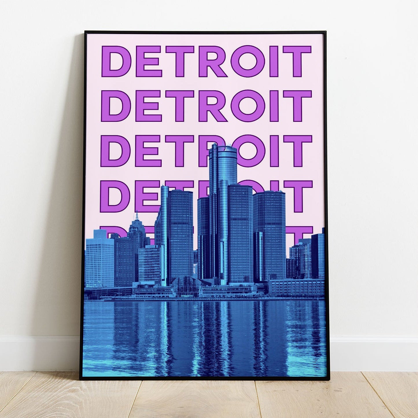 Wes Co Gallery Poster Detroit City Colorful Travel 8 x 10" Home Goods - Travel Illustrations Edge to edge Art Print