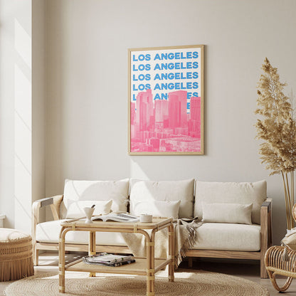 Wes Co Gallery Poster Los Angeles City Colorful Travel 12 x 16" Home Goods - Travel Illustrations Edge to edge Art Print