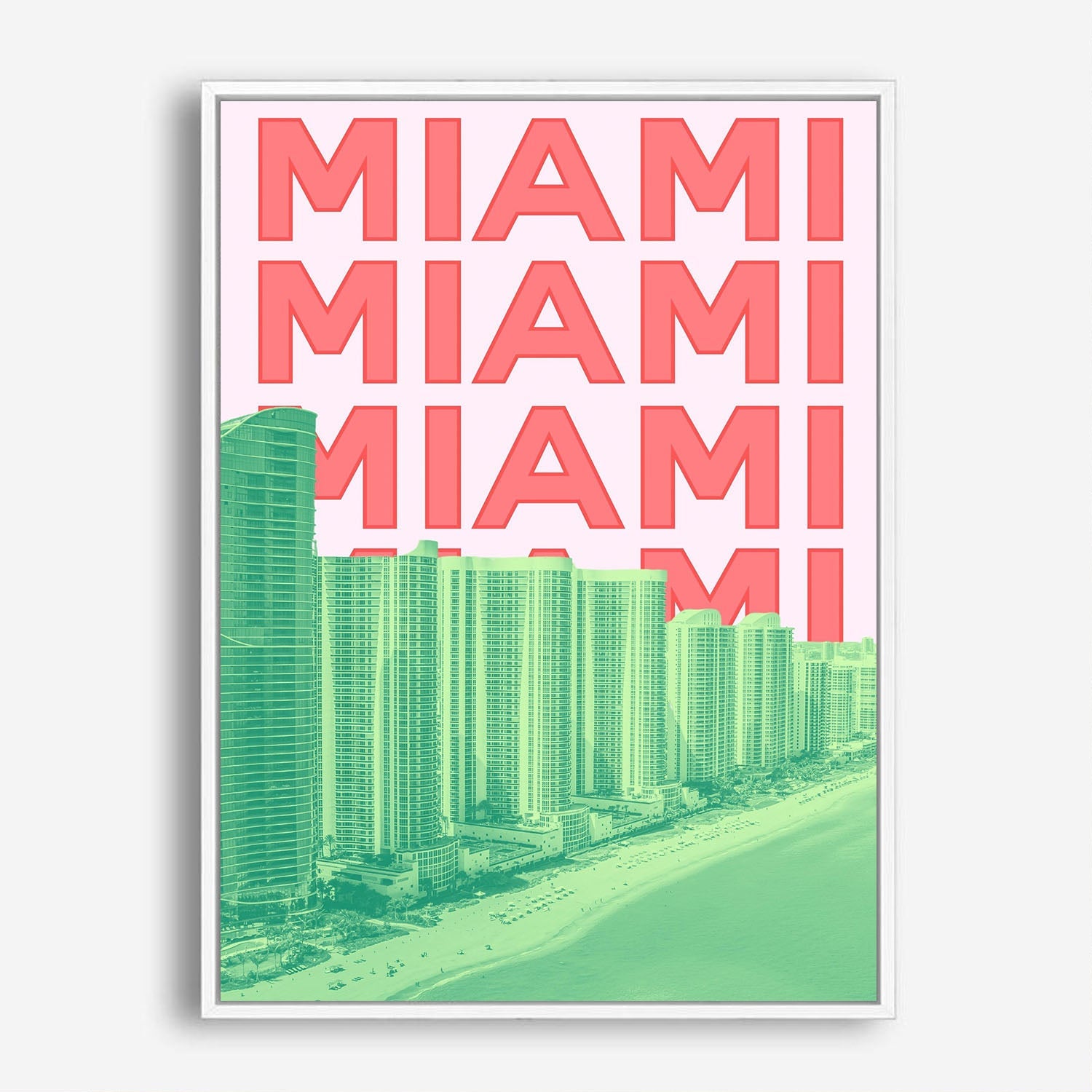 Wes Co Gallery Poster Miami City Colorful Travel 5 x 7" Home Goods - Travel Illustrations Edge to edge Art Print