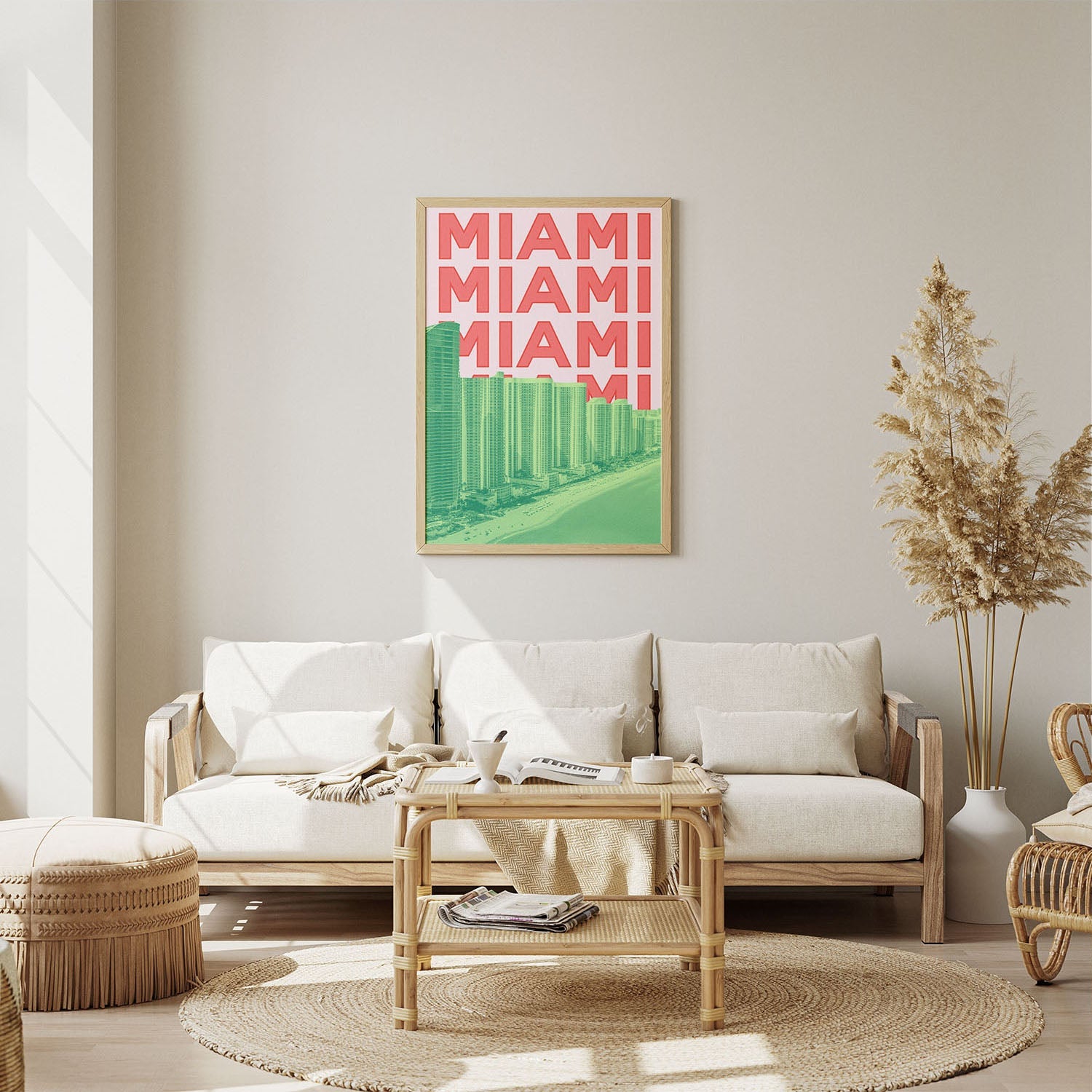 Wes Co Gallery Poster Miami City Colorful Travel 8 x 10" Home Goods - Travel Illustrations Edge to edge Art Print