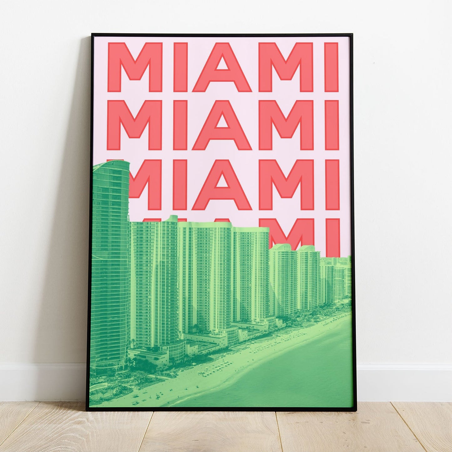 Wes Co Gallery Poster Miami City Colorful Travel 8 x 10" Home Goods - Travel Illustrations Edge to edge Art Print