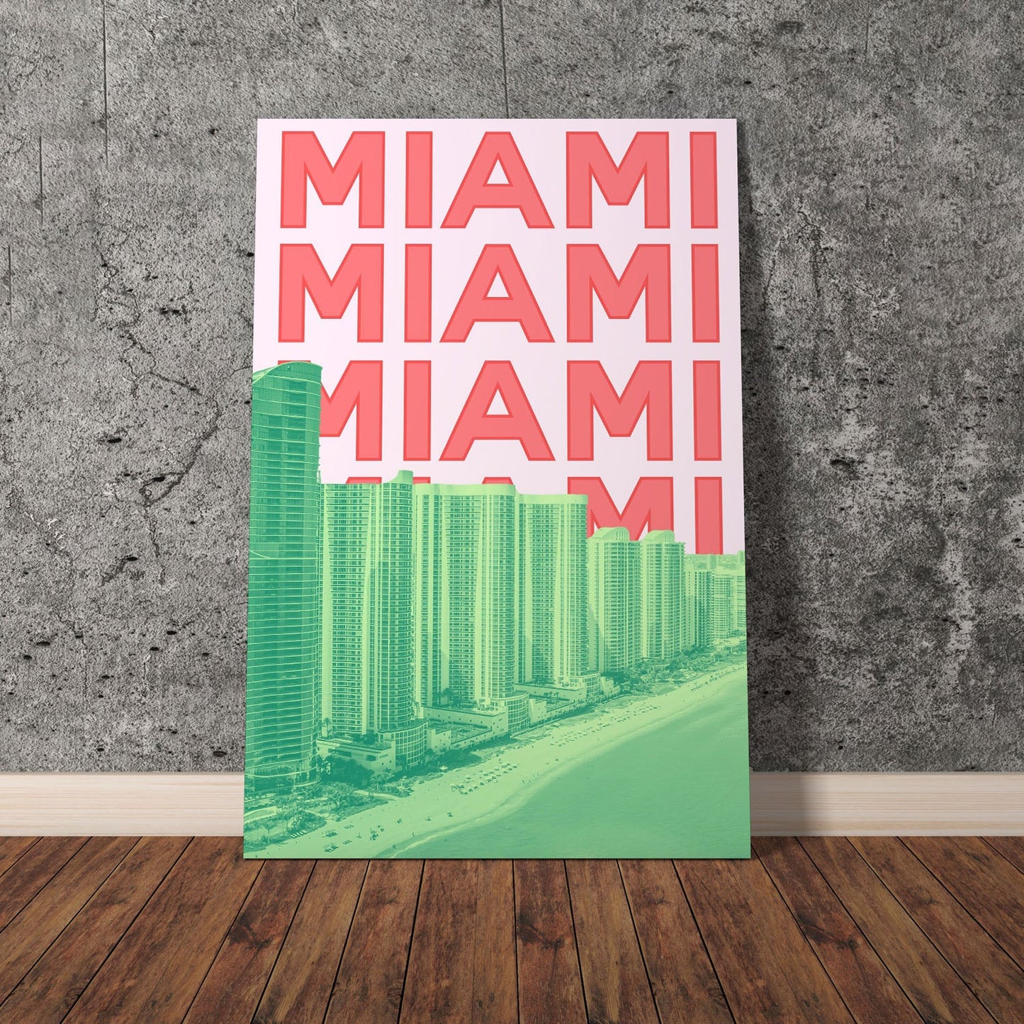 Wes Co Gallery Poster Miami City Colorful Travel 11 x 17" Home Goods - Travel Illustrations Edge to edge Art Print