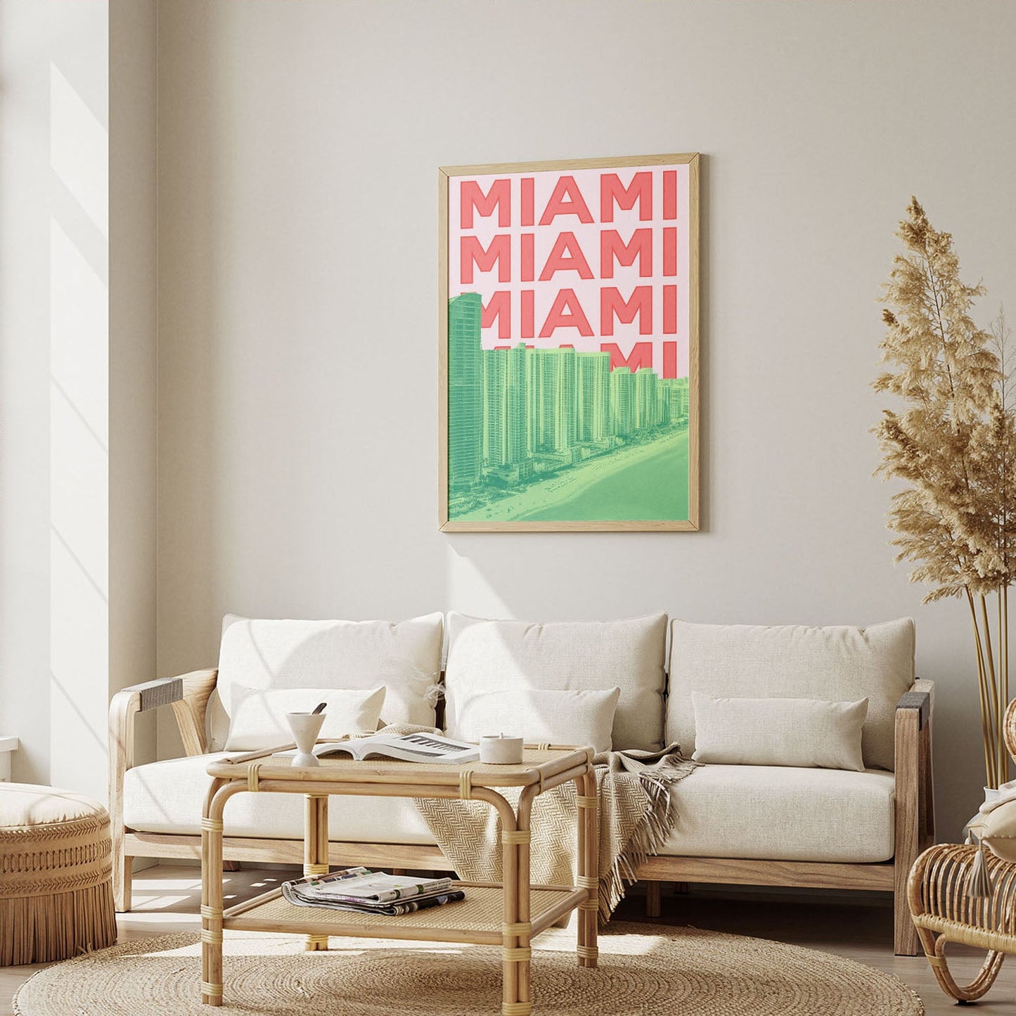 Wes Co Gallery Poster Miami City Colorful Travel 12 x 16" Home Goods - Travel Illustrations Edge to edge Art Print