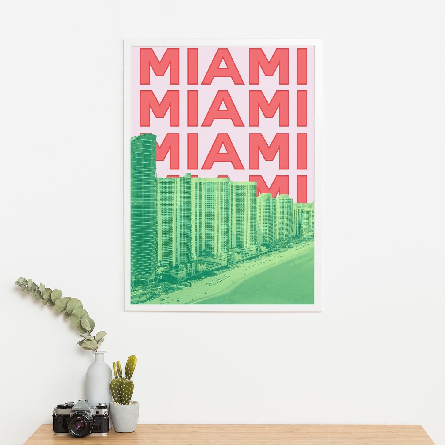 Wes Co Gallery Poster Miami City Colorful Travel 16 x 20" Home Goods - Travel Illustrations Edge to edge Art Print