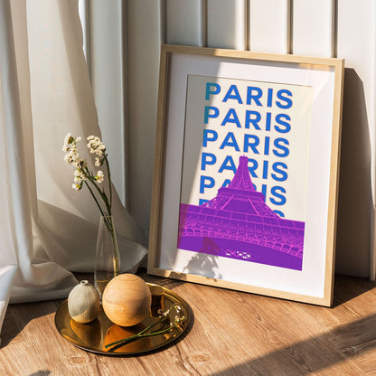 Wes Co Gallery Poster Paris City Colorful Travel 5 x 7" Home Goods - Travel Illustrations Edge to edge Art Print