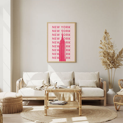 Wes Co Gallery Poster Pink New York City Colorful Travel 8 x 10" Home Goods - Travel Illustrations Edge to edge Art Print