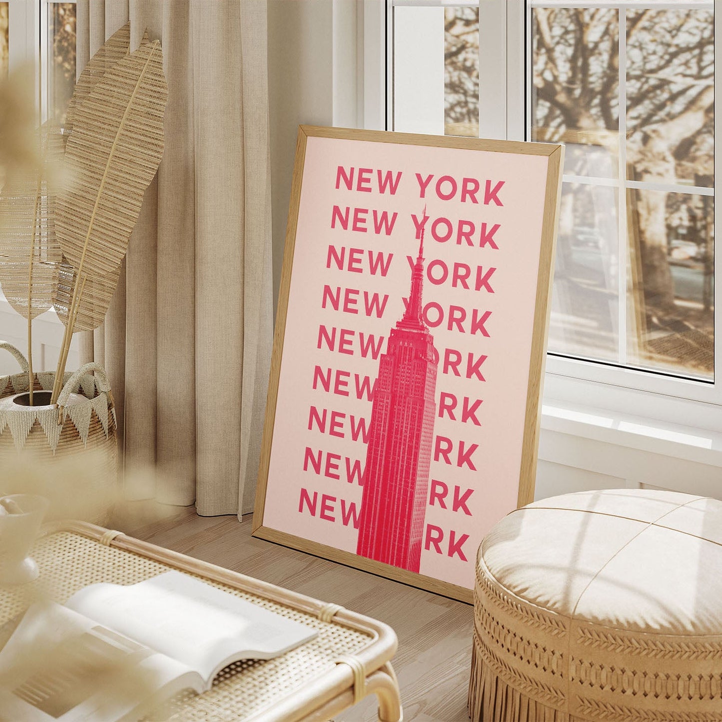 Wes Co Gallery Poster Pink New York City Colorful Travel 11 x 17" Home Goods - Travel Illustrations Edge to edge Art Print