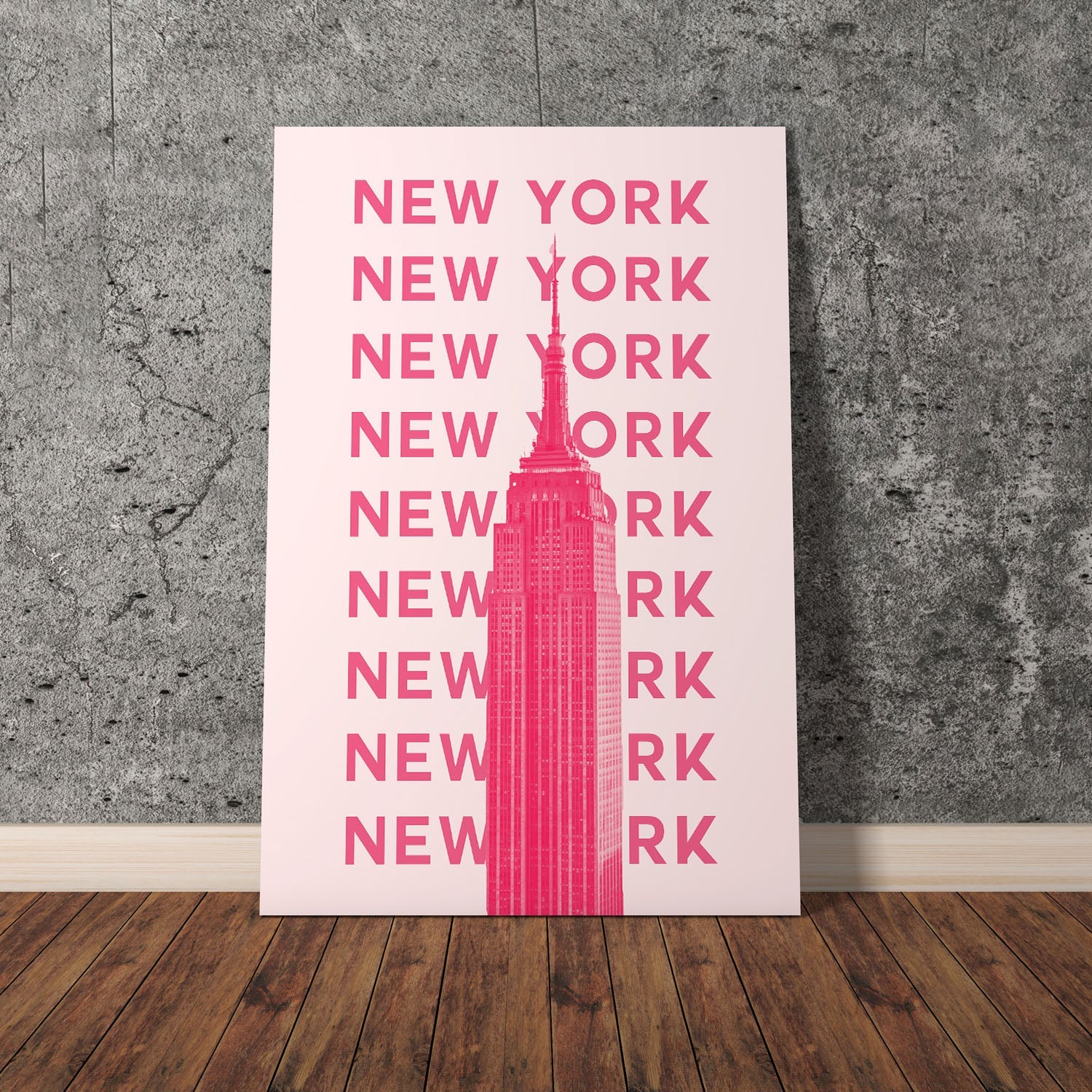 Wes Co Gallery Poster Pink New York City Colorful Travel 11 x 17" Home Goods - Travel Illustrations Edge to edge Art Print