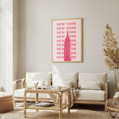 Wes Co Gallery Poster Pink New York City Colorful Travel 12 x 16" Home Goods - Travel Illustrations Edge to edge Art Print