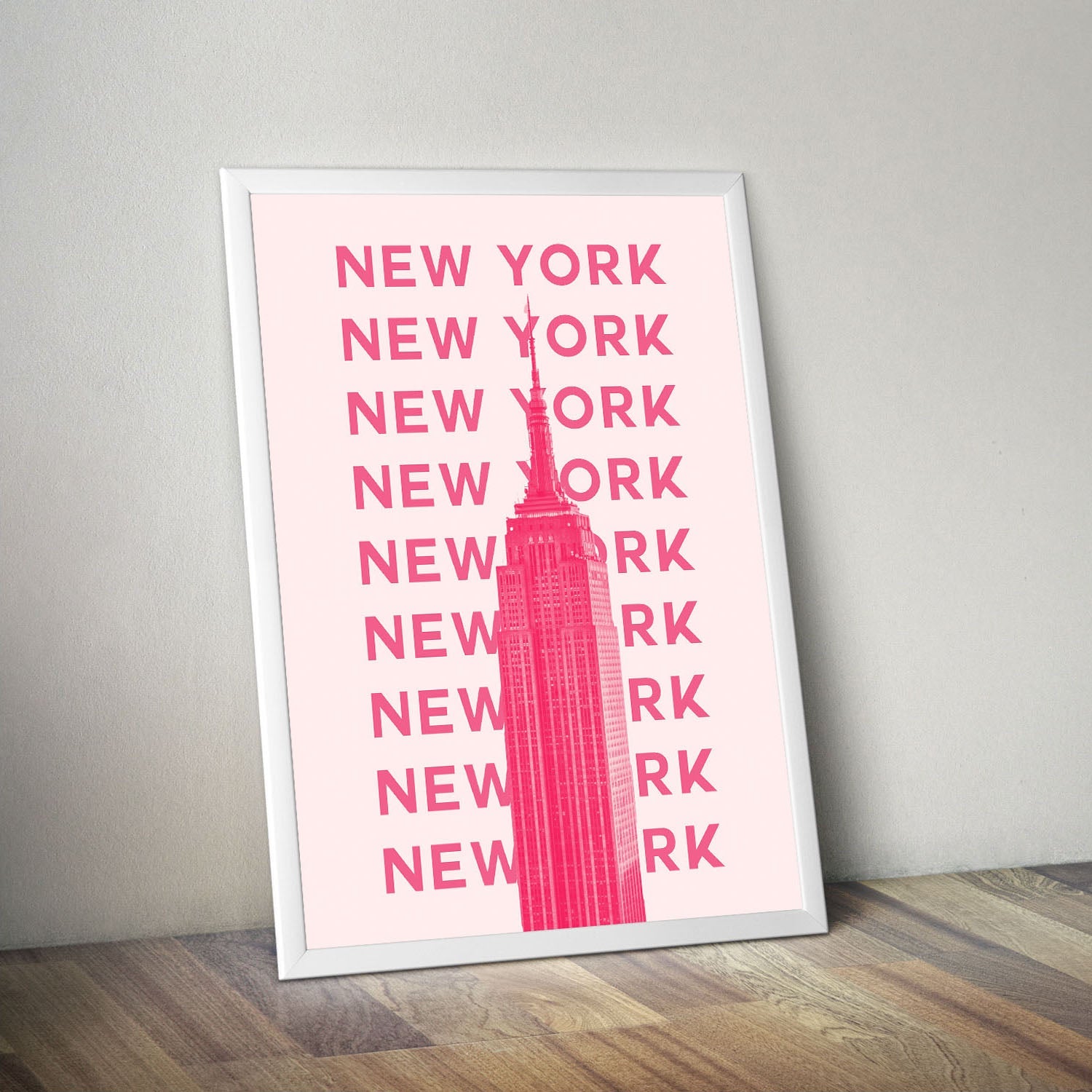 Wes Co Gallery Poster Pink New York City Colorful Travel 16 x 20" Home Goods - Travel Illustrations Edge to edge Art Print