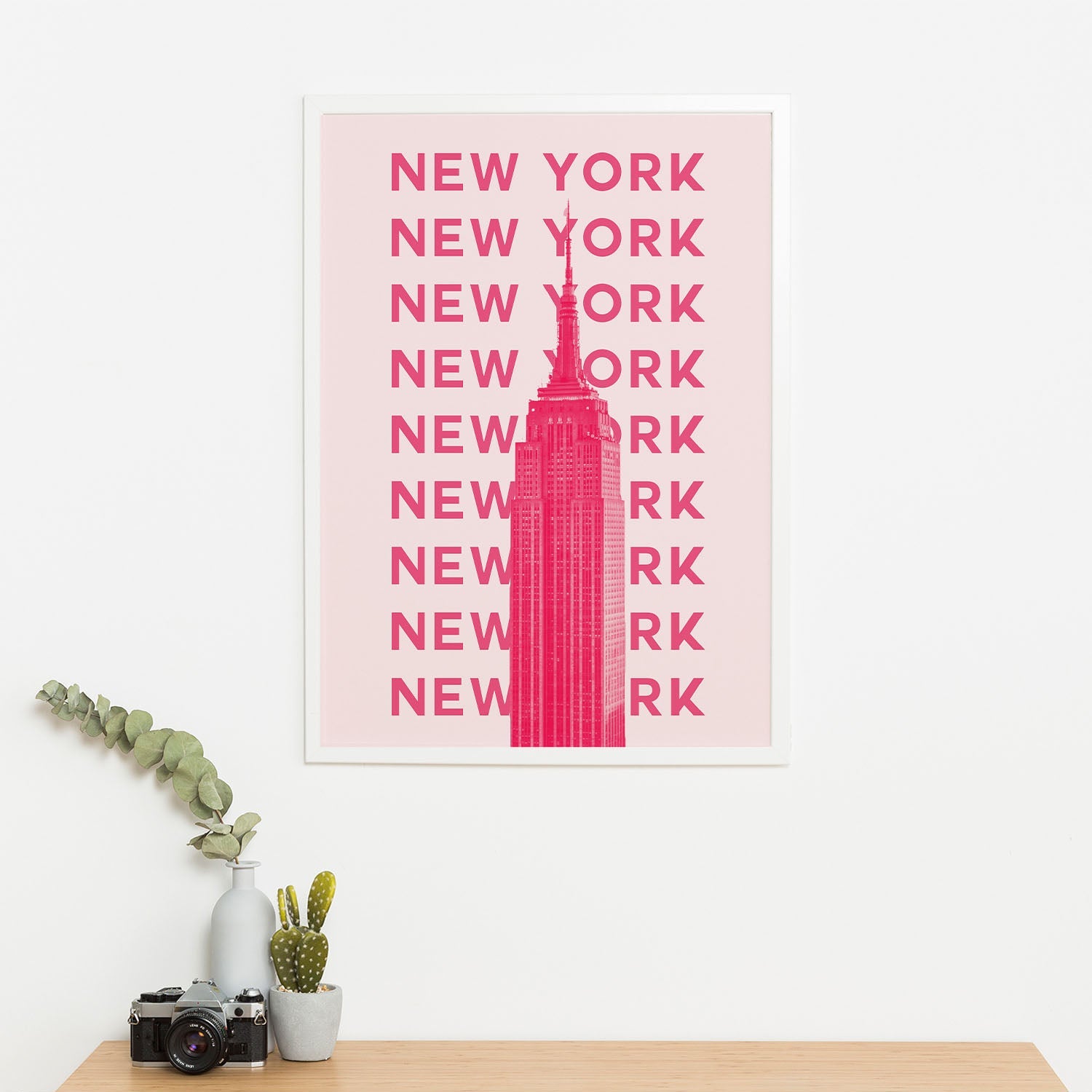 Wes Co Gallery Poster Pink New York City Colorful Travel 16 x 20" Home Goods - Travel Illustrations Edge to edge Art Print