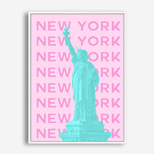 Wes Co Gallery Poster Statue of Liberty NY City Colorful Travel 5 x 7" Home Goods - Travel Illustrations Edge to edge Art Print